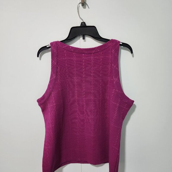 Ann Taylor NEW Magenta Purple Textured Plaid with Pink Blouse Top Tank - XL - Picture 6 of 8